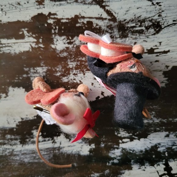 Tiny Annalee Dolls Valentine's Day Mouse Sweetheart Couple Mouse Couple c.1995 - Picture 8 of 8